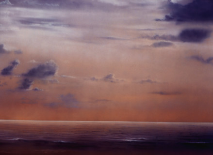 Sky and sea. Painted canvas tarp