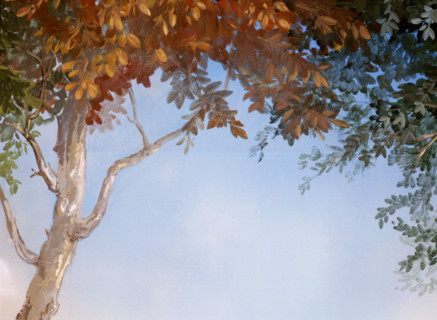 Painted canvas tarp. Arbre à l'automne