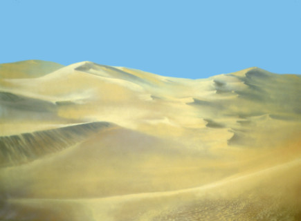 Painted canvas tarp. Desert landscape