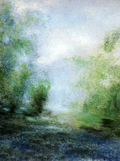 Painted canvas tarp. Landscape