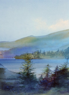 Painted canvas tarp. Landscape