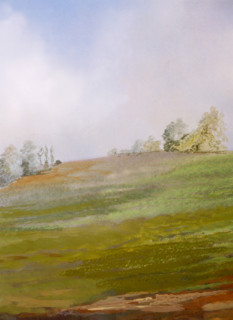 Painted canvas tarp. Landscape