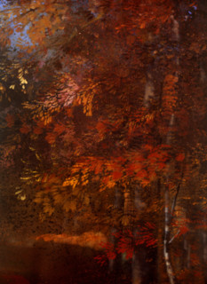 Painted canvas tarp. Autumn atmosphere