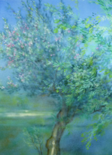 Painted canvas tarp. Landscape