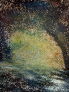 Painted canvas tarp. Undergrowth landscape