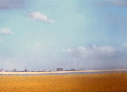 Painted canvas tarp. Landscape
