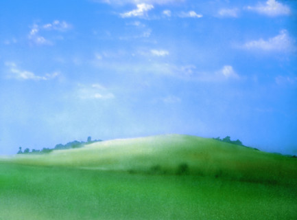 Painted canvas tarp. Landscape