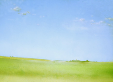 Painted canvas tarp. Landscape