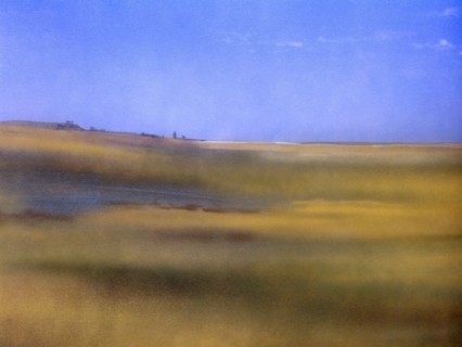Painted canvas tarp. Landscape