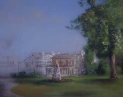 Painted canvas tarp. Landscape