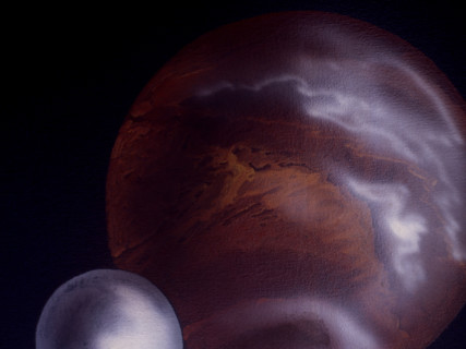 Planets. Painted canvas tarp