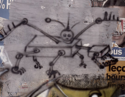 Painted canvas tarp. Graffiti