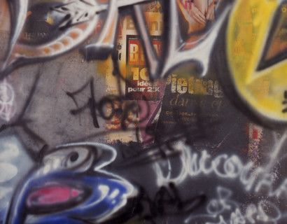 Painted canvas tarp. Graffiti