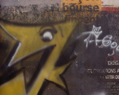 Painted canvas tarp. Graffiti