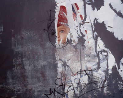 Painted canvas tarp. Graffiti