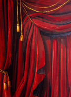 Painted backdrop. Stage curtain