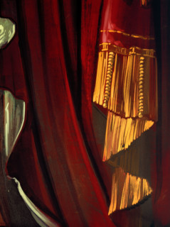 Painted backdrop. Stage curtain