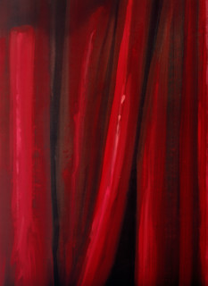 Painted backdrop. Stage curtain