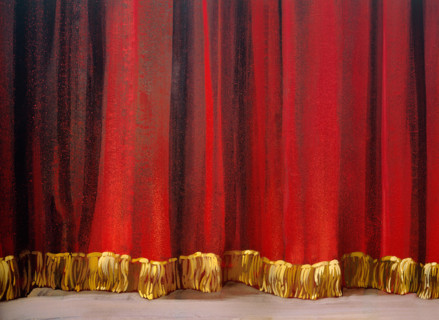 Painted backdrop. Stage curtain