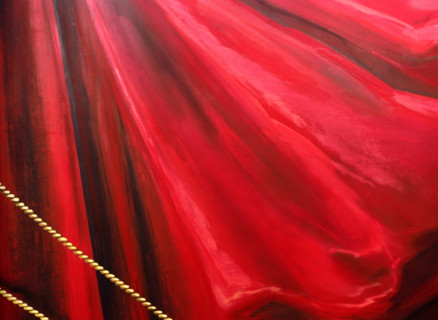 Painted backdrop. Stage curtain