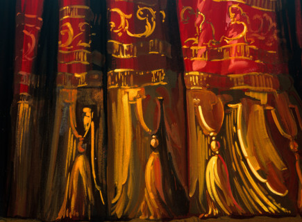 Painted backdrop. Stage curtain