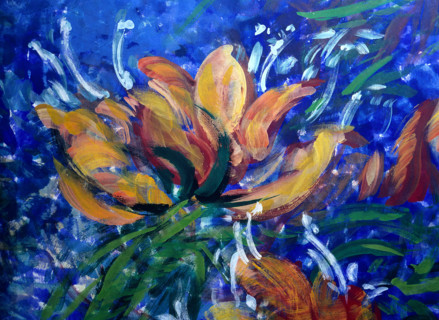 Painted backdrop. Flowers