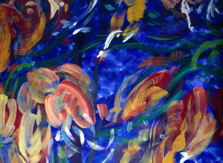 Painted backdrop. Flowers
