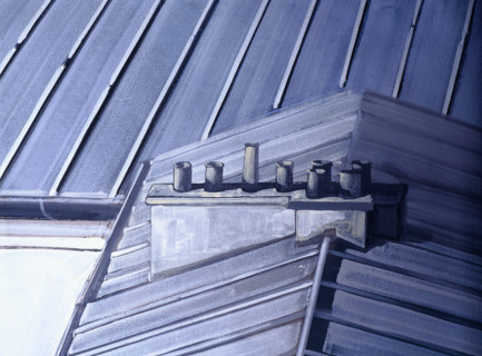 Painted backdrop. Tin roof