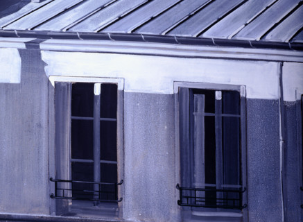 Painted backdrop. Tin roof