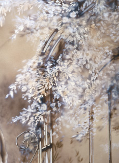 Painted backdrop. Park with foliages