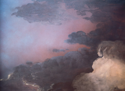 Painted backdrop. Cloudy sky