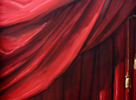 Painted backdrop. Stage curtain