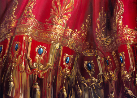 Painted backdrop. Stage curtain