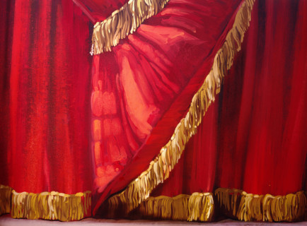 Painted backdrop. Stage curtain