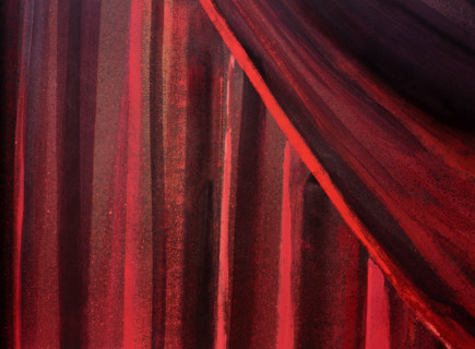 Painted backdrop. Stage curtain