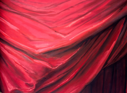 Painted backdrop. Stage curtain