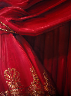 Painted backdrop. Stage curtain