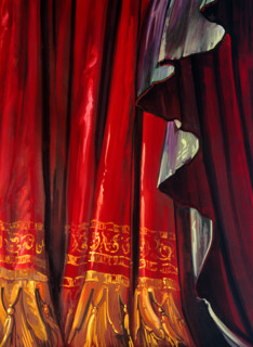 Painted backdrop. Stage curtain