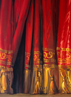 Painted backdrop. Stage curtain