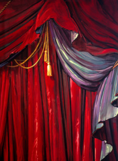 Painted backdrop. Stage curtain