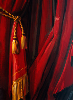 Painted backdrop. Stage curtain