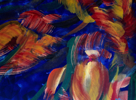 Painted backdrop. Flowers