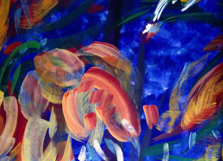 Painted backdrop. Flowers