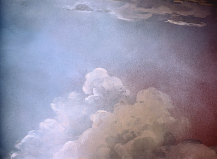 Painted backdrop. Sky and clouds