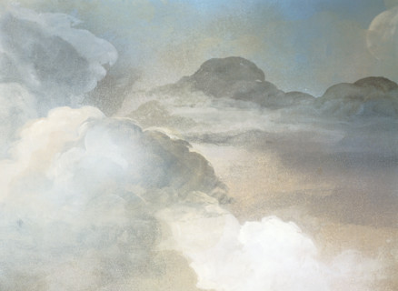 Painted backdrop. Sky and clouds