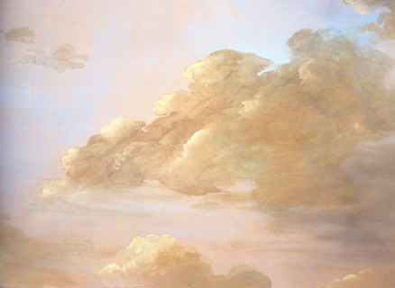 Painted backdrop. Sky and clouds
