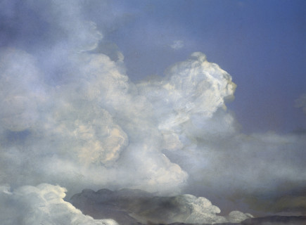 Painted backdrop. Sky and clouds