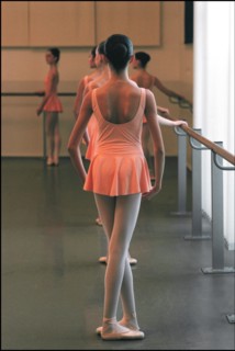 01/10/2000. The "Petits Rats", pupils of the Opera Garnier ballet class in Paris, working as extras.