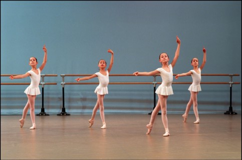 01/10/2000. The "Petits Rats", pupils of the Opera Garnier ballet class in Paris, working as extras.
