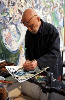 14/08/1998. BOUGIVAL: P. ALECHINSKY DS SON ATELIER